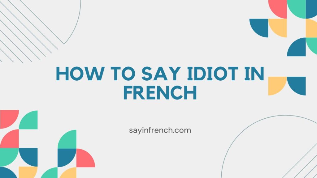 How To Say Idiot In French