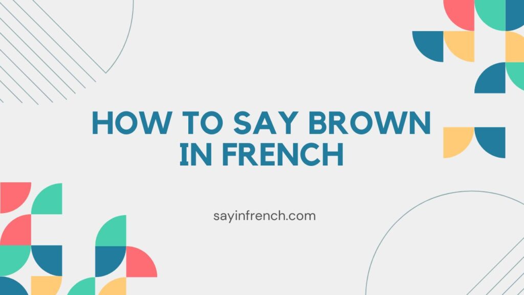 How To Say Brown In French