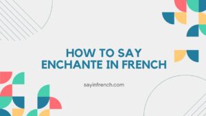 How To Say Enchante In French