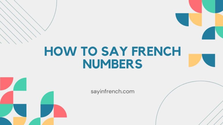 How To Say French Numbers